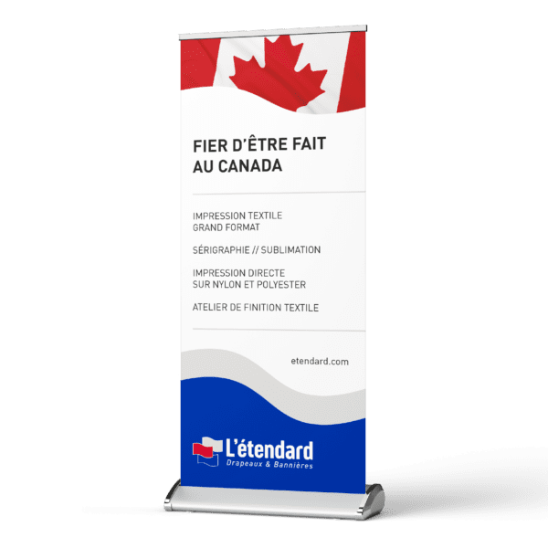 Roll-up haut de gamme 33,5" x 80" avec pied central – L’Étendard