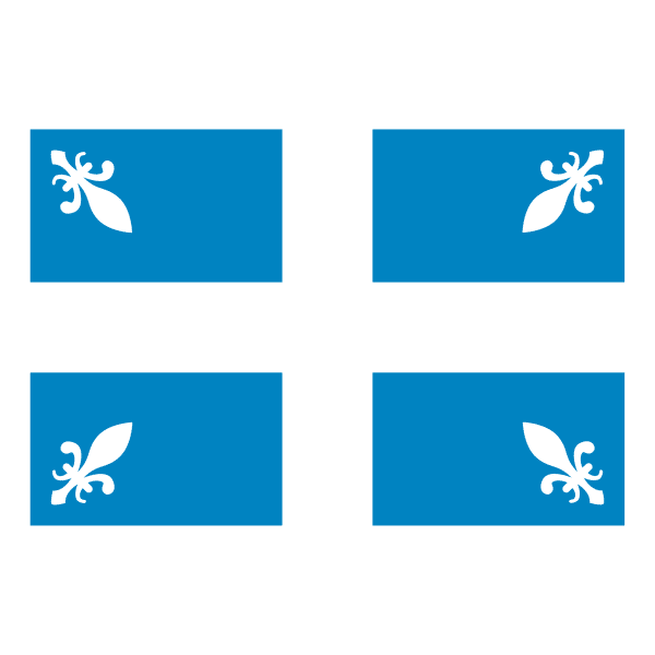 Drapeau moderne de Carillon bleu avec croix blanche et lys blancs – L’Étendard